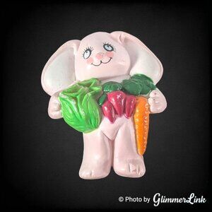 Vintage Easter Unlimited Bunny Brooch Hard Plastic Floppy Ear Rabbit Pin